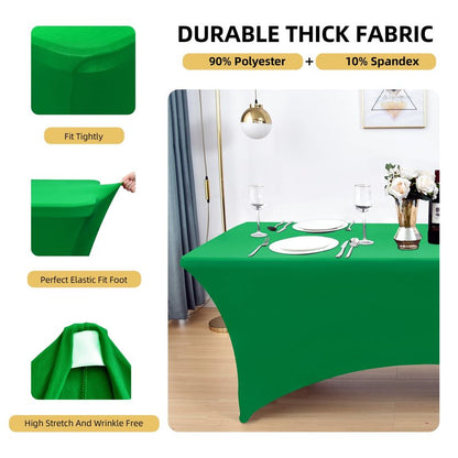 ZarzaaSik 2-Pack 8ft Spandex Table Covers for Rectangle Folding Tables - Washable Elastic Tablecloth - Ultimate Fitted Table Protector for Birthday Parties, Trade Shows, Banquet