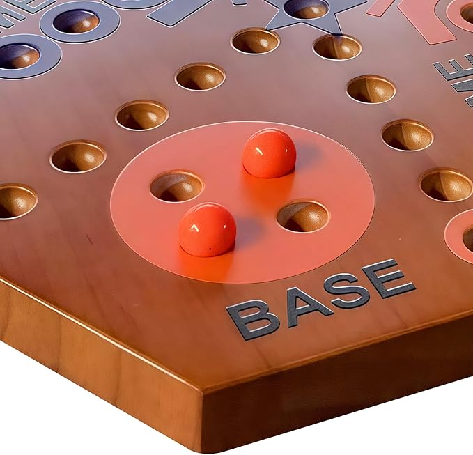 Wooden Board Game Board Game Original Marble Game Double Sided Painted 2 to 6 Player Fast Track Wooden with 6 Colors 24 Marbles 6 Dice for Adults Kids Family(20 INCH Flame)