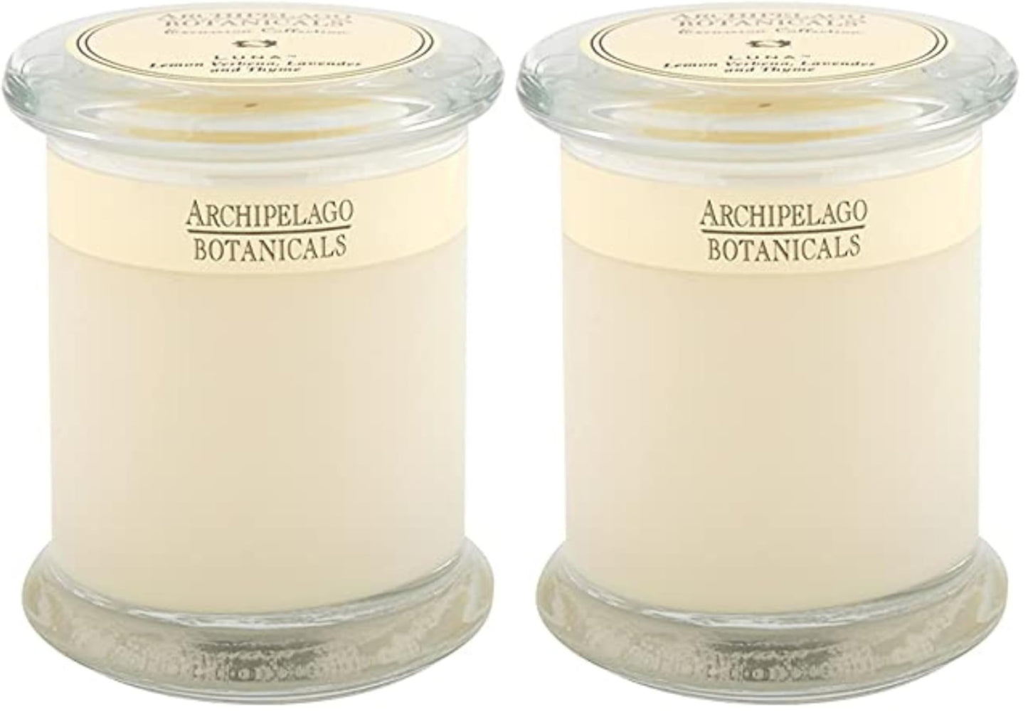 Archipelago Botanicals Luna Glass Jar Candle, Lemon Verbena, Lavender and Thyme Scent, Lead-Free Candle Wicks, Burns Approx. 60 Hours (8.6 oz) (Pack of 2)