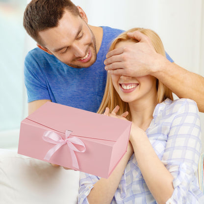 STOBOCTER Gift Box,13.5x10x5 Gift Boxes with Lids for Presents,Pink Magnetic Gift Box for Wrapping,Birthday, Wedding, Bridesmaid Proposal, Christmas,Includes Ribbon,Card