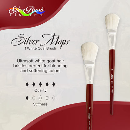 Silver Brush 5519S-1 Silver Mop Short Handle Blender Brush, White, Oval, 1-Inch
