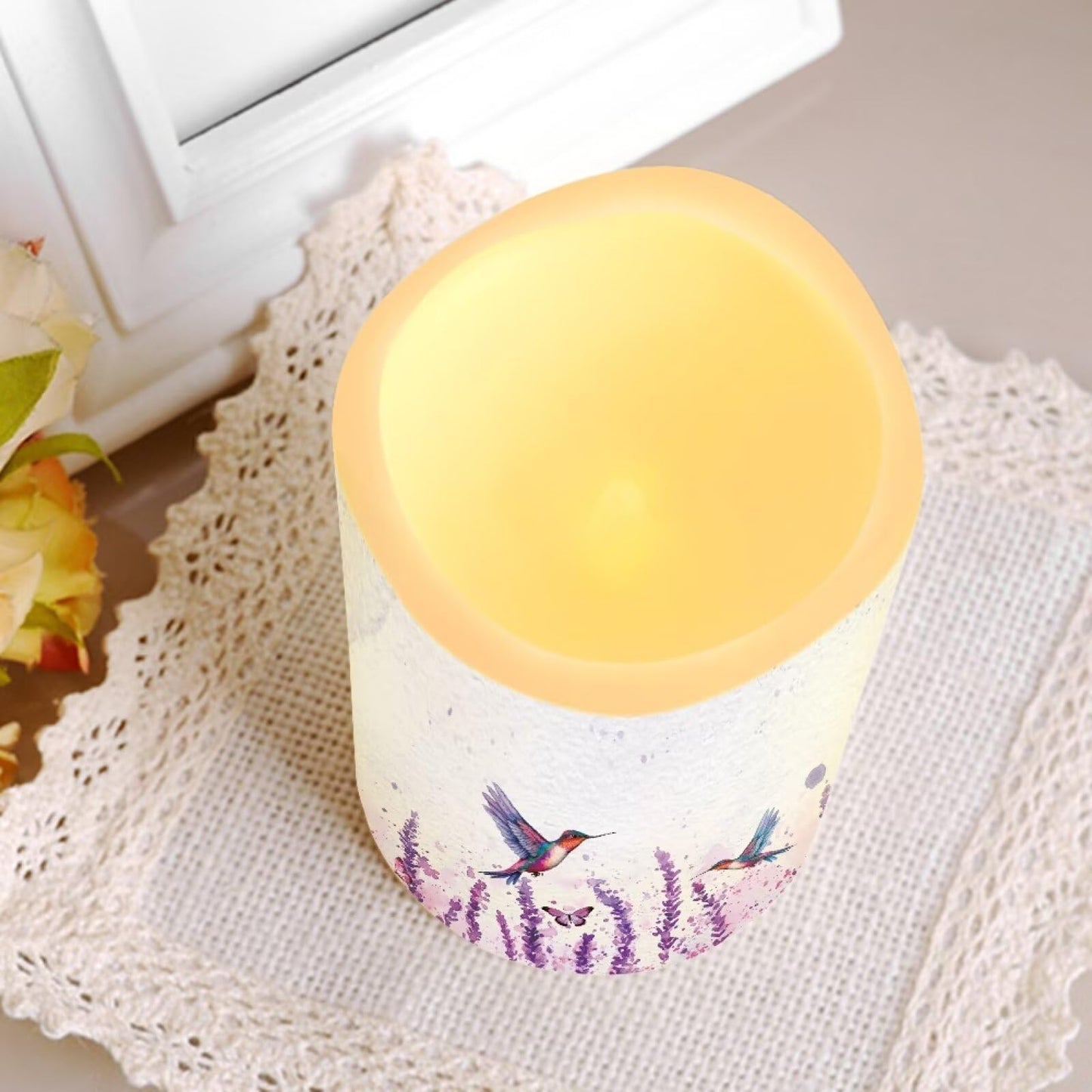 Cozeyat Lavender LED Candles Set of 4 Real Wax Battery Powered Flameless with Remote Control Timer Color Changing for Wedding Home Table