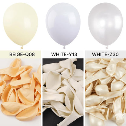 PartyWoo Pearl White Balloons 140pcs Different Sizes Pack of 18 12 10 5 Inch Metallic White Latex Balloon Arch Kit Garland for Wedding Graduation Baby Shower Birthday Party Decorations White-Z30