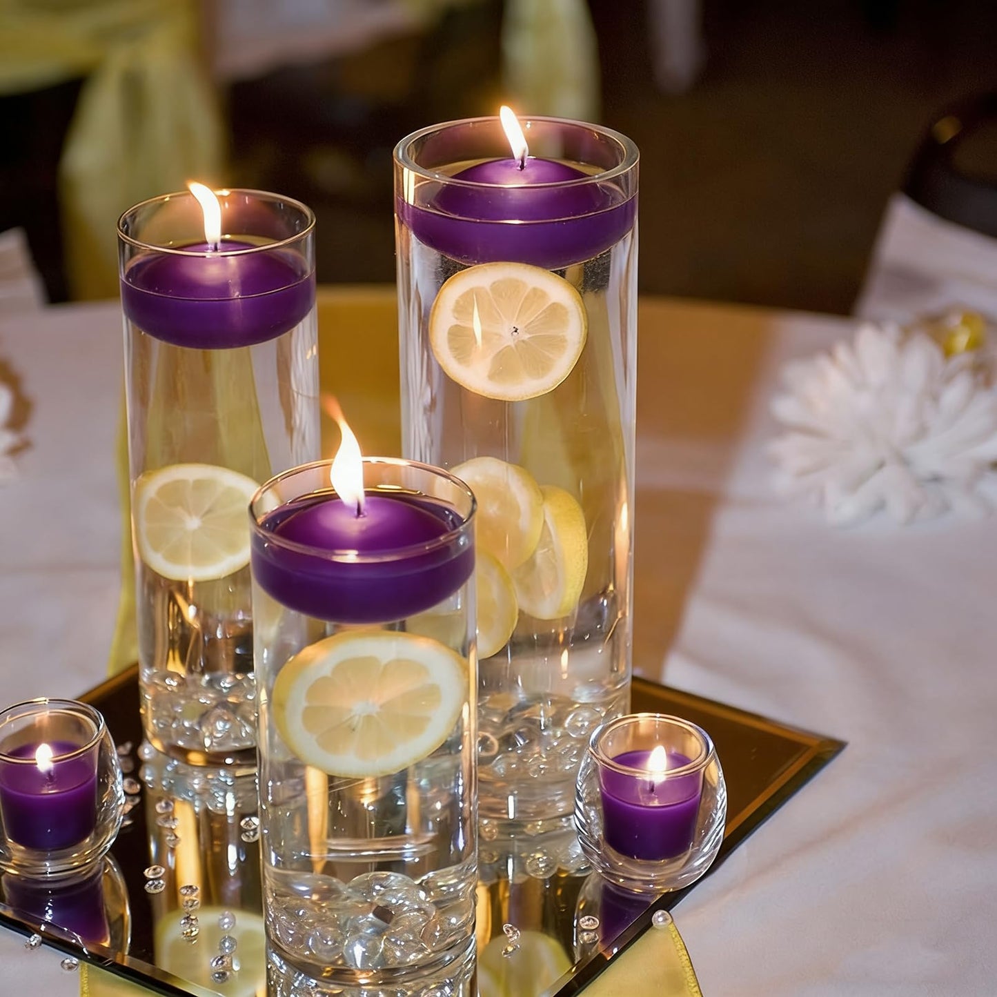 Purple Floating Candles 3 Inch 12 Pack – Paraffin Wax Floating Candle for Weddings, Parties, Worship, Spa & Memorial Décor – Clean Burning & Long Lasting