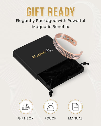 MagnetRX® Magnetic Copper Bracelets for Men – Effective 99.9% Pure Copper Bracelet for Men – Adjustable Copper Magnetic Bracelets (Native)