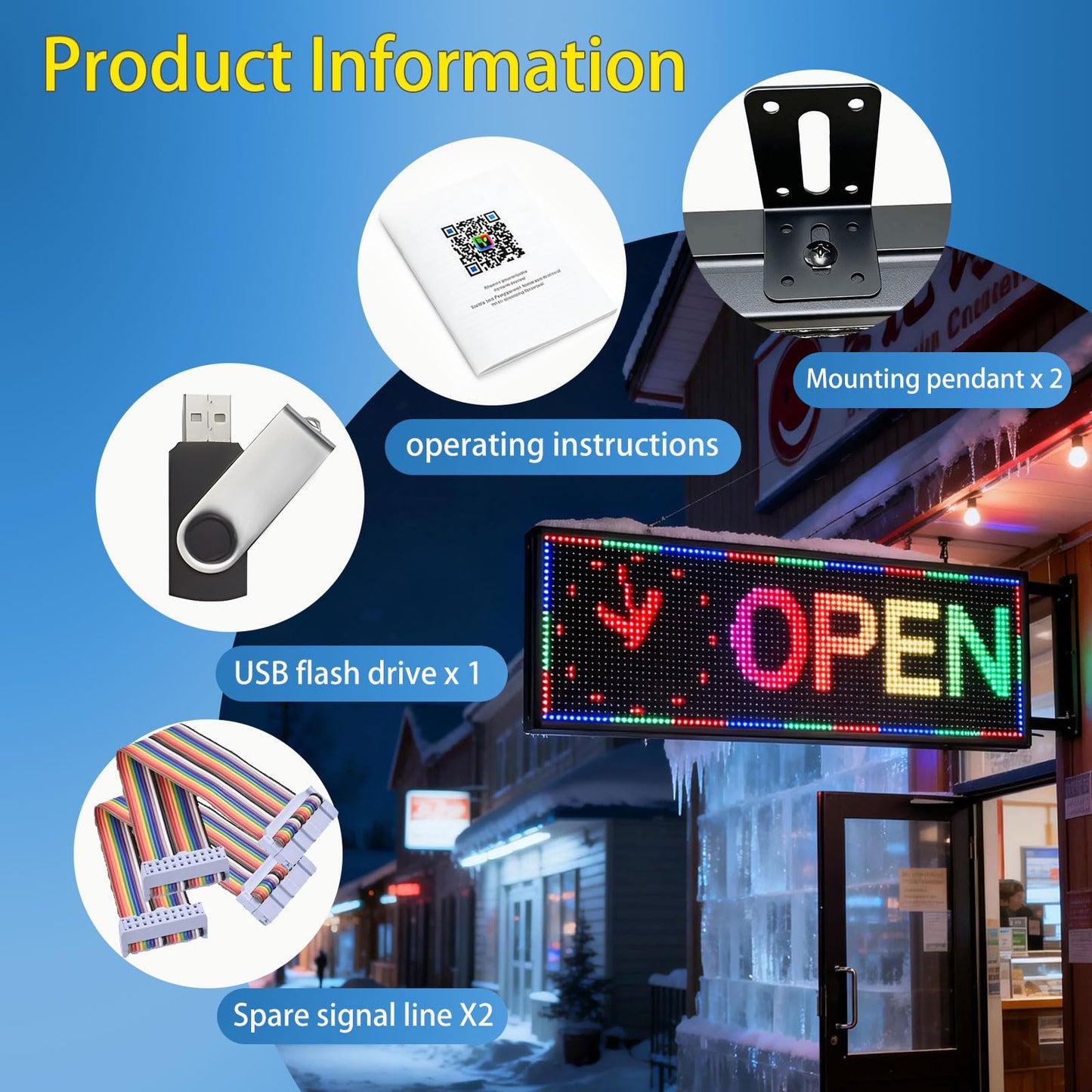 JINBLIZZARD 39"×14" Programmable Led Sign - Scrolling for Business Ads [Indoor/Outdoor] - Digital Message Board with WiFi Control