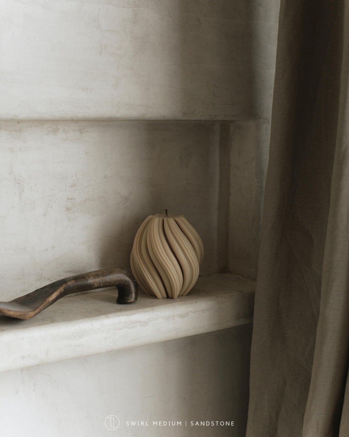 LAWA Swirl Candle - Beautiful Handmade Pillar Soy Wax Twirl Elegant Bubble Aesthetic Candle Housewarming Gift Home Room Shelf Decor Idea Spiral Sandstone Medium