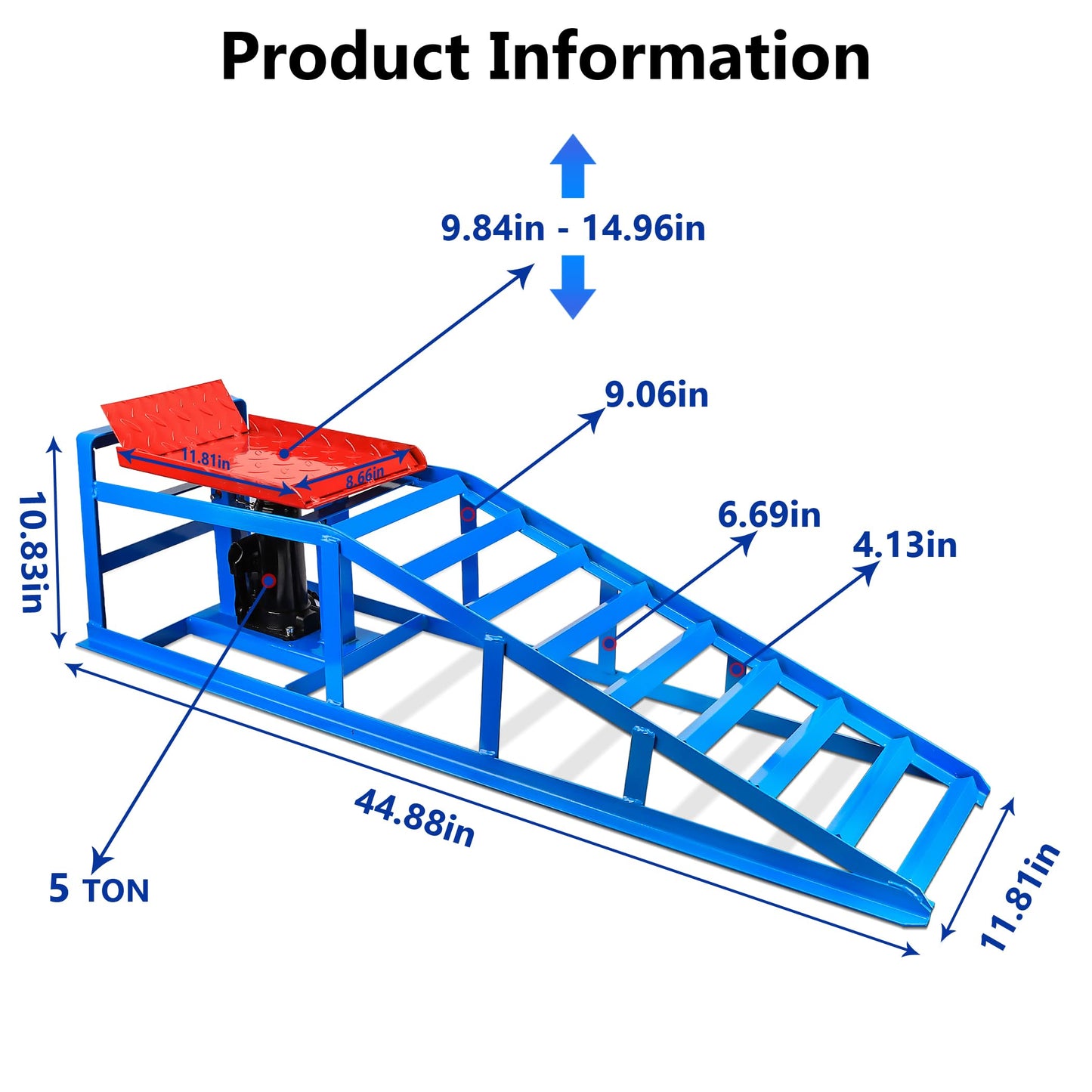 Car Ramps for Oil Changes Vehicle Ramps for Garage 2 Ton (4500 lb) Lifting Capacity, Nestable & Portable Auto Service Ramp （Red Blue）