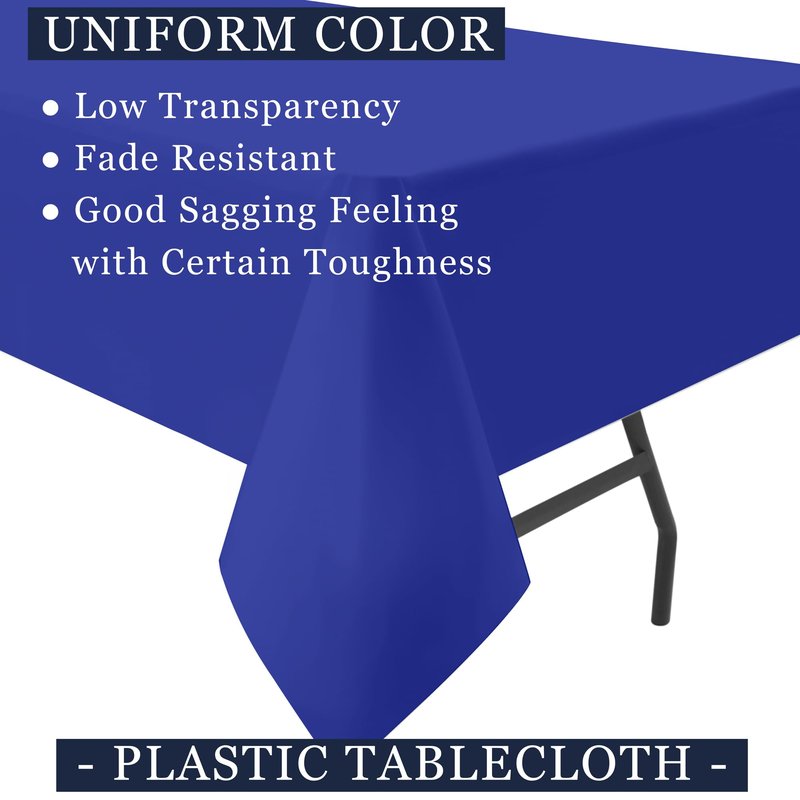 odibo Royal Blue Tablecloths Plastic 2 Pack Dark Blue Disposable Table Covers 54" x 108" Sapphire Blue Table Cloths for Parties Birthdays Weddings Holiday Banquet Fits up to 8 Foot Rectangle Tables