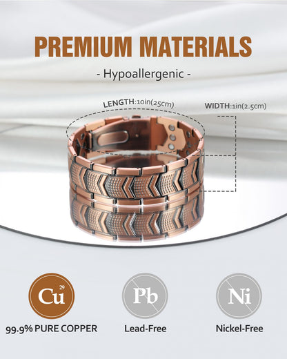 Jecanori Copper Bracelet for Men, 3X Strength Magnetic Bracelets for Men - Premium Fold-Over Clasp