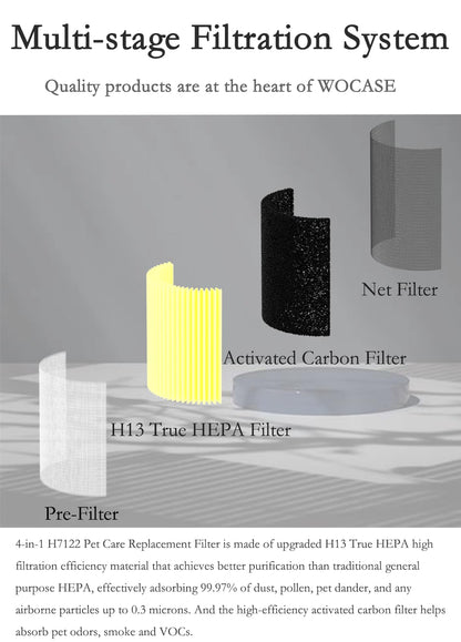 2 Packs H7122 Replacement Filters Compatible with GoveeLife Smart Air Purifier for Home Large Room Up to 1524 sq.ft., H13 True HEPA Air Purifier Filter for Smoke, Wildfire, Pet Hair, Model # H7122