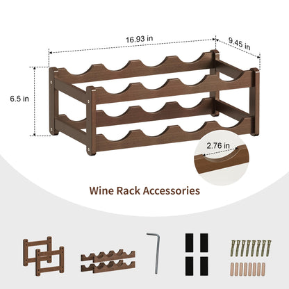 CAMOAT Wine Rack |Open & 2-Tier Bamboo Wine Holder| Freestanding Floor & Countertop Wine Display-Space-Saving Wooden Wine Storage Shelf for Kitchen, Cabinets,Bar & Dining Room(1, 2-Tiers)