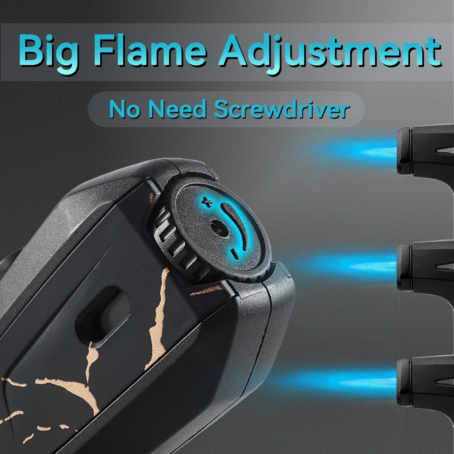 2 Pack Torch Lighter, Zoocura Single Jet Flame Butane Lighters Refillable Torch Lighter Adjustable Gas Lighter Windproof Lighters for Men BBQ Grill Camping (Fuel Not Included)