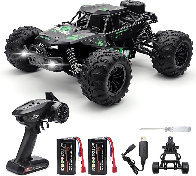 1:16 Scale All Terrain RC Cars High Speed Fast RC Car Max 45km/h 4WD Electric Vehicle Remote Control Monster Truck with 2 1500mAh Batteries2.4GHz 4X4 Off-Road RC Drift Car for Kids Boys Adults