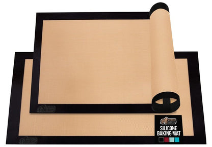 GORILLA GRIP Food Grade Reusable Nonstick Silicone Baking Mat, 16.5x11.87, Half Sheet 2PK, Oven Safe Cookie Sheet Liners, Up to 500 Degrees, No Mess Easy Clean Pastry Mats, Kitchen Essentials, Red