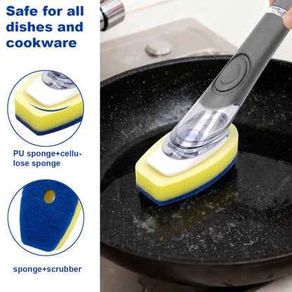 CELOX Non-Scratch Dishwashing Scrubber with Soap Dispenser, Dish Wand for Cleaning Kitchen