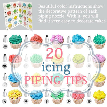 14 Inch Piping Bags and Tips Set - 100Pcs Disposable Pastry Bags with Tips for Cupcakes, Cookies, Frosting & Icing, Cake Decorating Tools with Frosting Nozzles Baking Supplies for Home, Kitchen Use