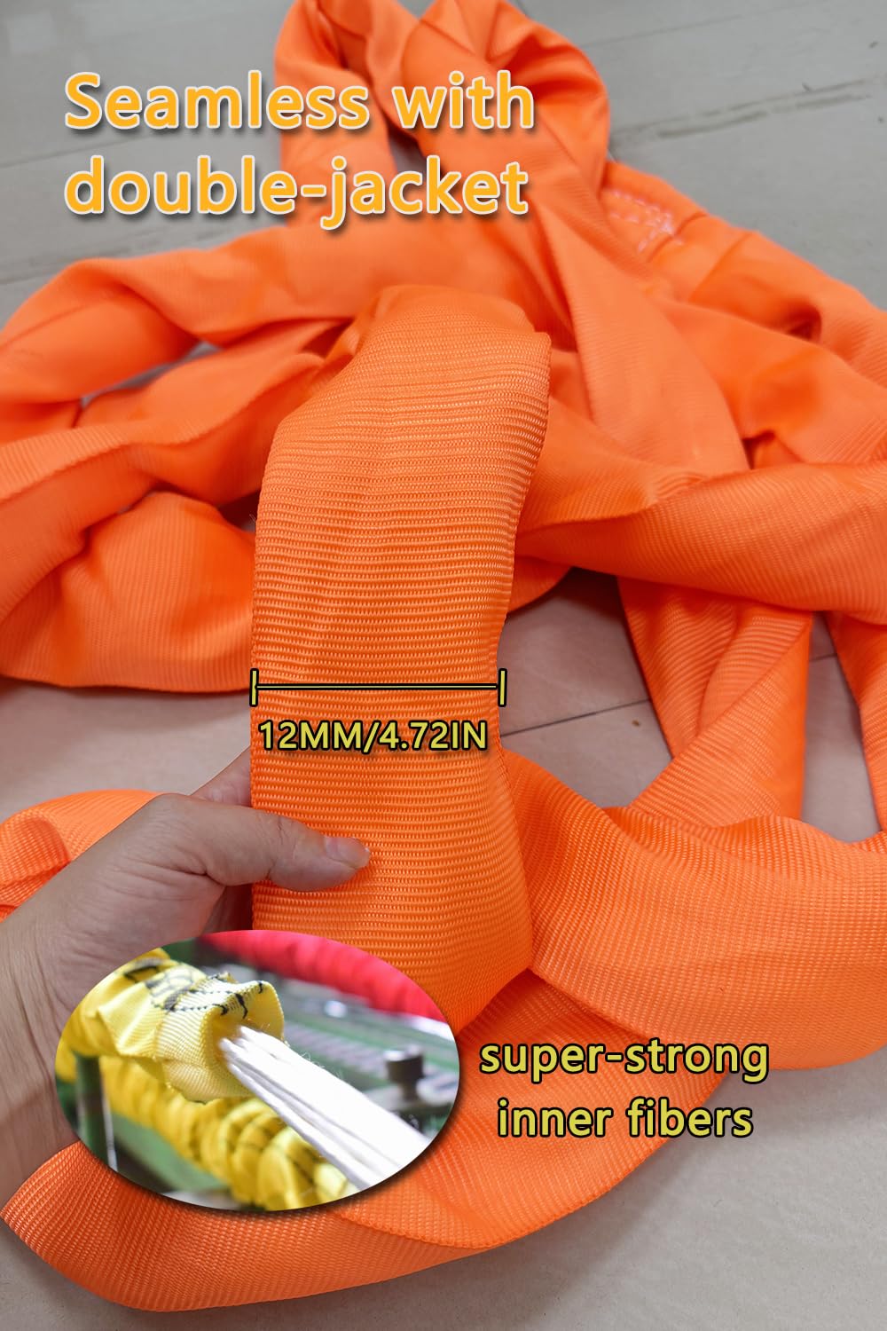 Eye and Eye Round Sling 33000lb 16.4FT Sling Strap Rigging Polyester Endless Lift Sling for Hoist Heavy Duty Objects Heavy Duty Poly Lifting Sling Polyester Eye and Eye Round Sling【15T-5M】