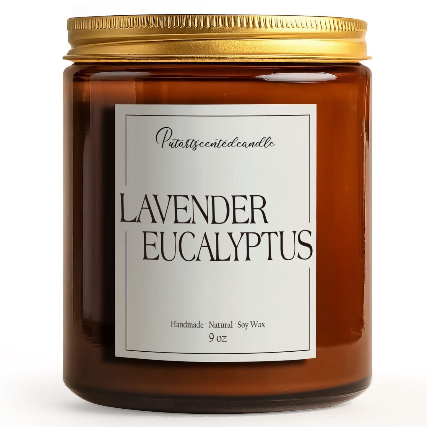 Putart Lavender & Eucalyptus Scented Candles for Home, Natural Soy Wax Aromatherapy Non Toxic Candle Gifts for Women Men, Home Fragrance Decoration Glass Jar Candle for Meditation and Relaxation (9oz)