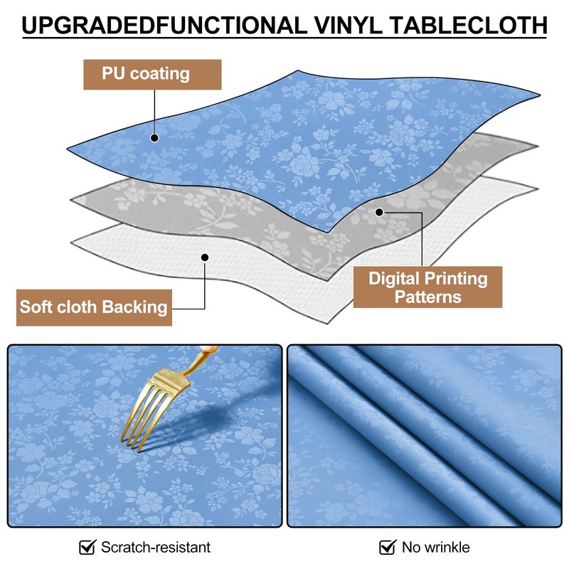 Smiry Rectangle Table Cloth, Waterproof Heavy Duty Vinyl Tablecloths, Wipeable Washable Table Cover for Kitchen and Dining Room (Christmas Green, 52" X 70")