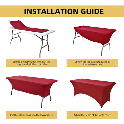 ZarzaaSik 10-Pack 8ft Spandex Table Covers for Rectangle Folding Tables - Washable Elastic Tablecloth - Ultimate Fitted Table Protector for Parties, Trade Shows, Banquet, and Wedding