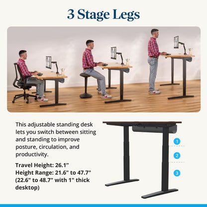 UPLIFTDESK V3 2-Leg Walnut Laminate Wood Standing Desk – Adjustable Height, Advanced 1-Touch Memory Keypad, Under Desk Cable Management, Wire Grommets & Rocker Board (Black C-Frame, 72 x 30 inch)