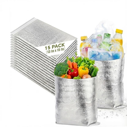 Smilco Reusable Insulation Bags Thermal Box Liners Metalized Liners Lunch Food Box Shopping Bag Insulated Lining Waterproof Insulation Package (15 Pack/ 13 In x 15 In)