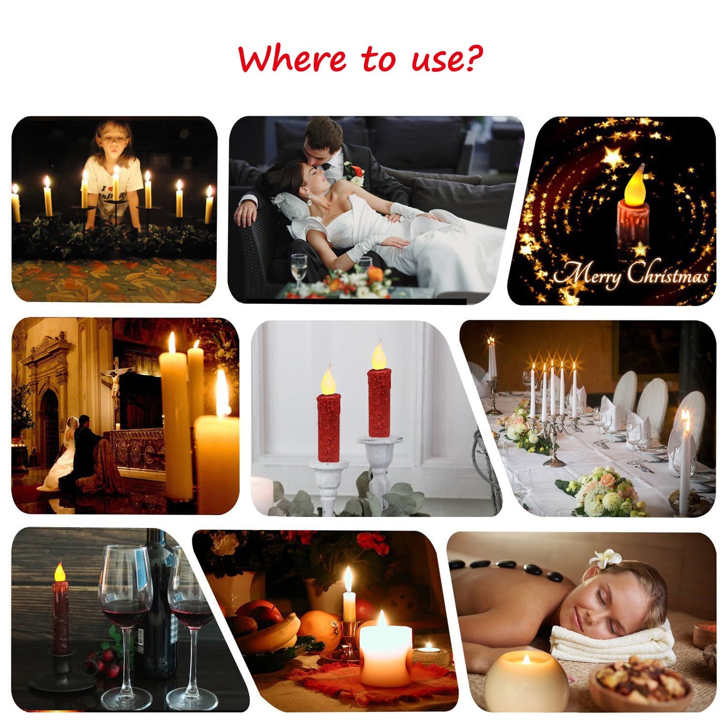 CVHOMEDECO. Glitter Flameless Candles Flickering Battery Operated LED Taper Candles with Timer for Home, Wedding, Halloween, Christmas Decor. Red, 4-3/4 Inch, Set of 3