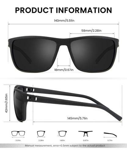 CIFOYA Polarized Sunglasses for Men Women, Square Sun Glasses for Driving Fishing Golf Lightweight Fashion Square Sun Glasses 100% UV400 Protection 3 Packs (Black/Ice Blue/Orange)