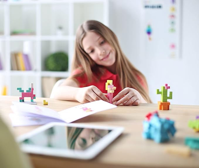 PIXIO Lava - Tiny Magnetic Blocks Building Toy in The Pixel Art Style with Free App - 5/16 Plastic Cubes with 6 Magnets Inside - Open Ended Toy - Creativity Toy for Ages 6+ - 60pcs