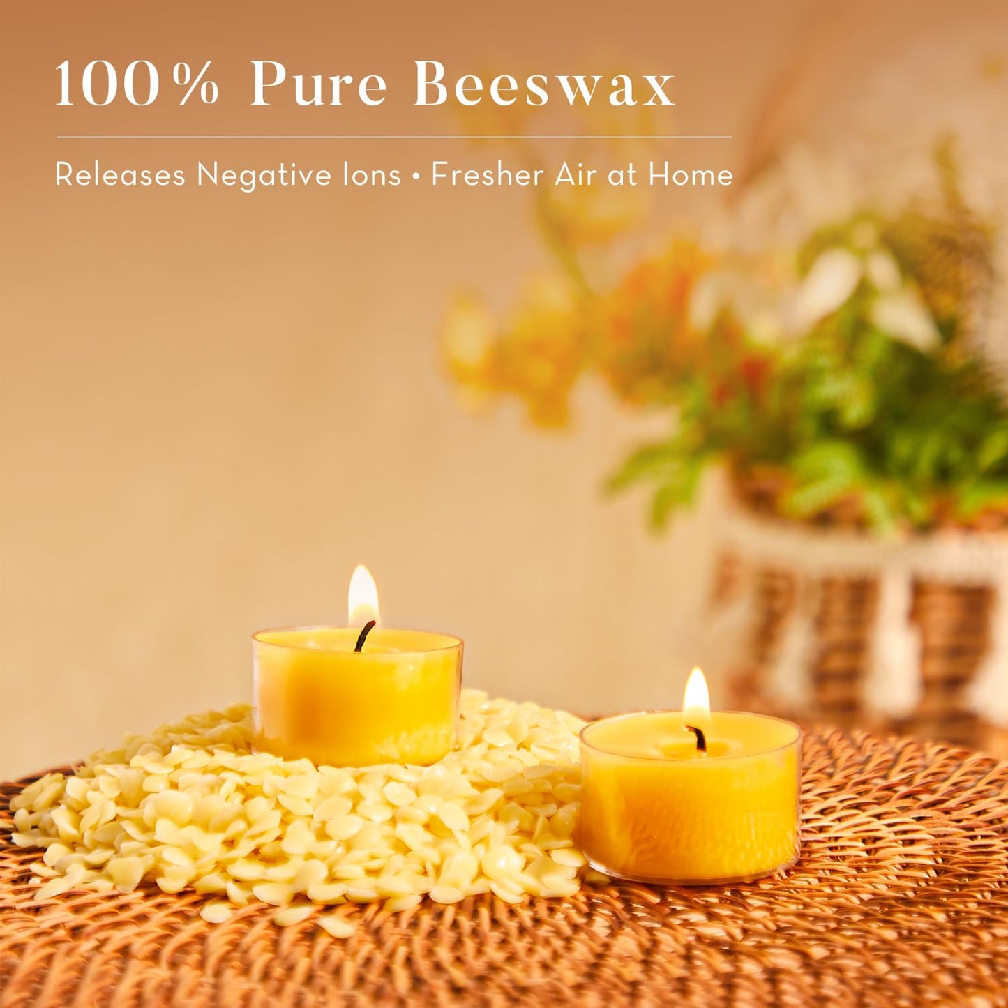 Ashlux 6 Hours Beeswax Tealights Candles, 6 Packs Pure Beeswax Tea Lights