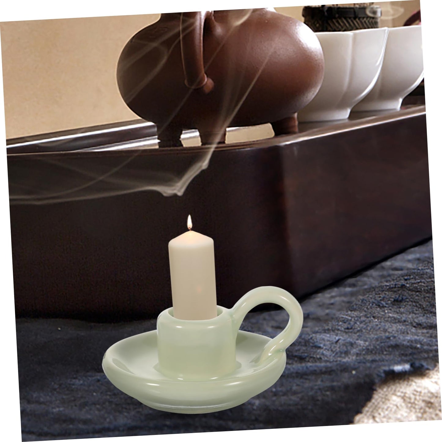Amosfun 2pcs Ceramic Candle Holders for Dining Table Home Decor Wedding Centerpiece Decorative Candlestick Holders for Parties Easy to Style