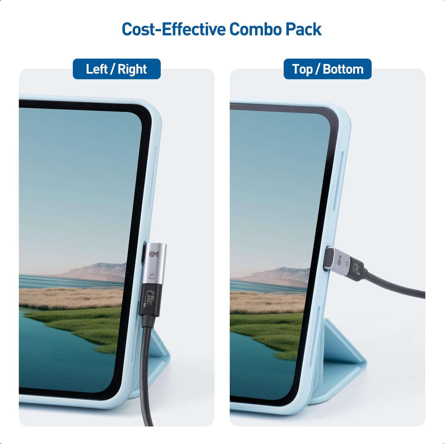 Cable Matters Combo-Pack 40Gbps Right Angle USB-C Adapter Kit, Up to [4K@240Hz Video, 240W Charging, 40Gbps Data Transfer] 90 Degree USB C Adapter, Compatible with Thunderbolt 4, iPhone 16, Steam Deck