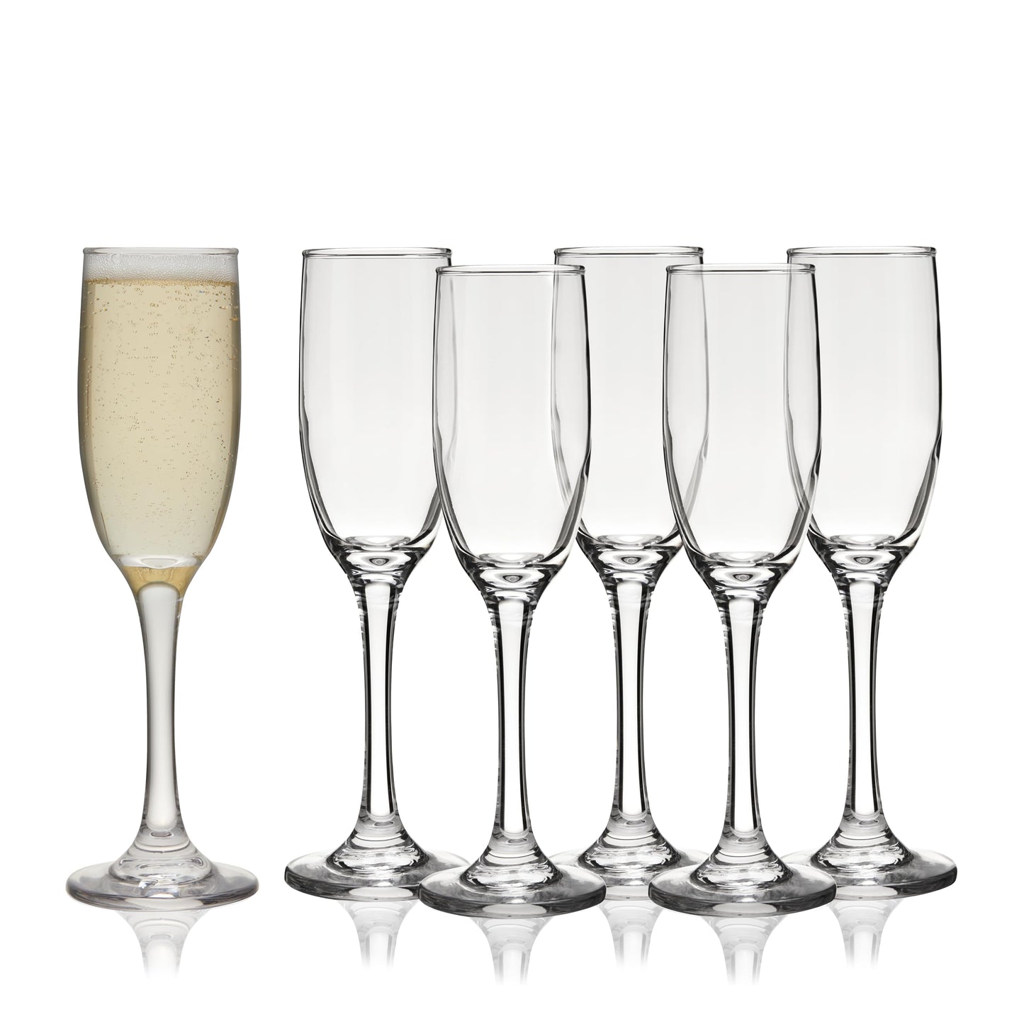 TRUE Stemmed Champagne Flutes, Elegant Clear Champagne Glasses Gift Set, Perfect for Prosecco, Sparkling Rose, Mocktails, Home Bar, Housewarming Party, Wedding Gifts, 5.75 oz, Set of 6