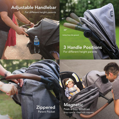 Strolee Lightweight Double Side by Side Stroller - 22 Lbs, 9.5" Compact Fold, Twin Nap Ready Seating, No Rethread Harness, Magnetic Buckle & Ultra Plush Seat 60Lb Per Seat- (v2 Fawn)