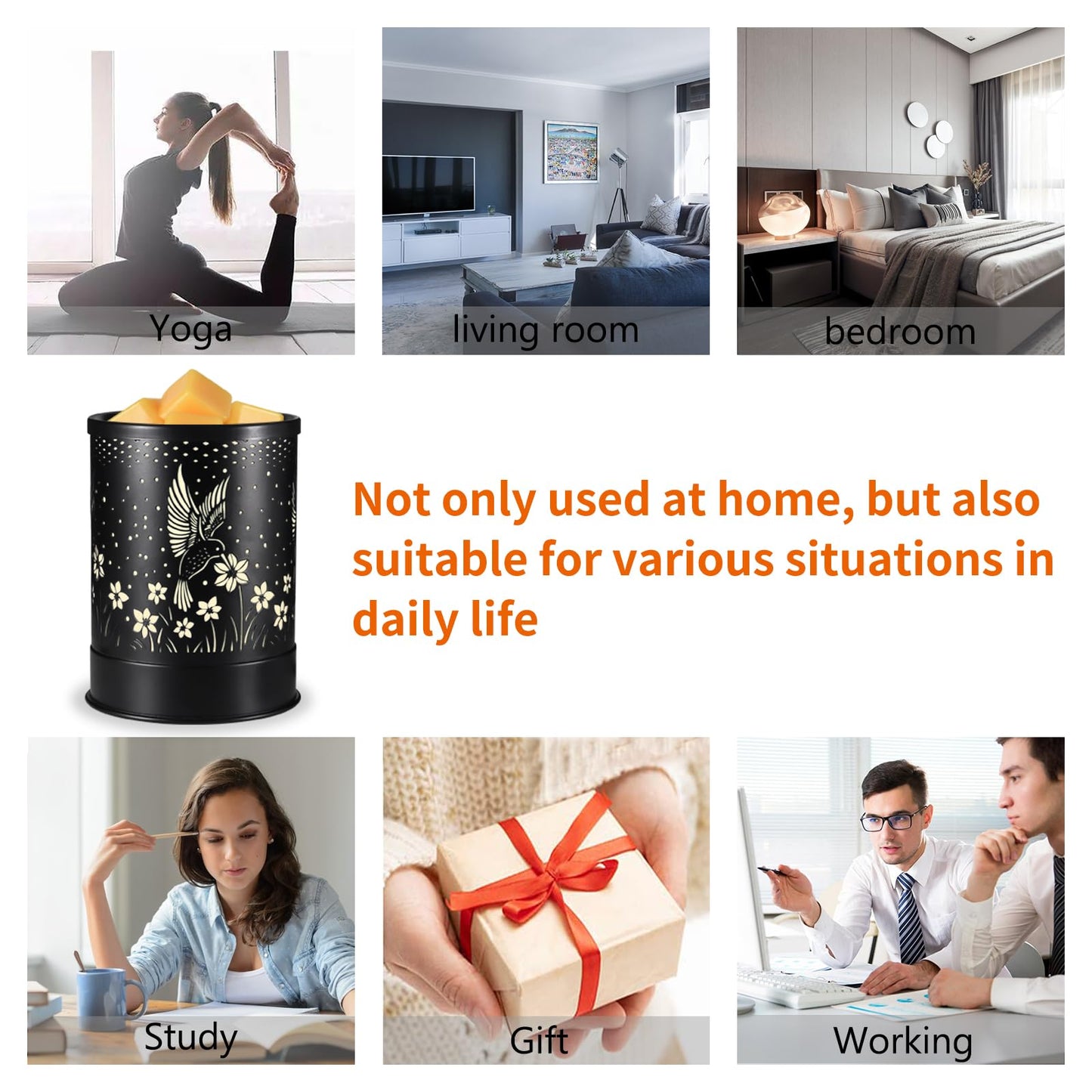 nawaza Hummingbird Metal Wax Melts Warmer, 2-in-1 Electric Fragrance Candle Wax Melter and Wax Cubes Aromatherapy Essential Oil Burner with LED Light for Home Office Room Bedroom and Home Décor