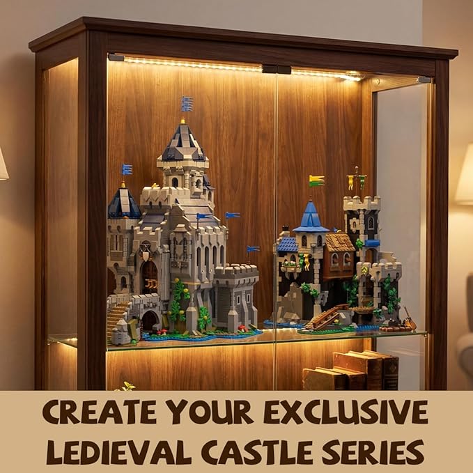 Medieval Lion Knight Castle Building Set Architecture Castle Viking Modular Buildings Ideals Christmas Birthday Gift for History Enthusiasts Creative Gift for Adults （933pcs）
