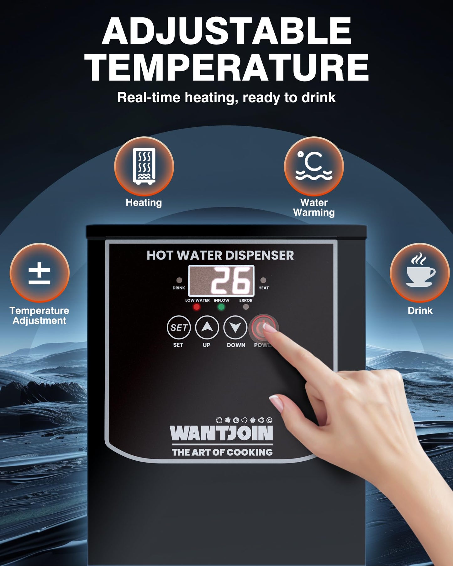 WantJoin Commercial Hot Water Dispenser - 35L(9.2 GAL)/Hour Water Boiler Step-Heating Electric Countertop Water Dispenser Automatic Temperature Control Max 212°F for Boba Tea Coffee Shop Office