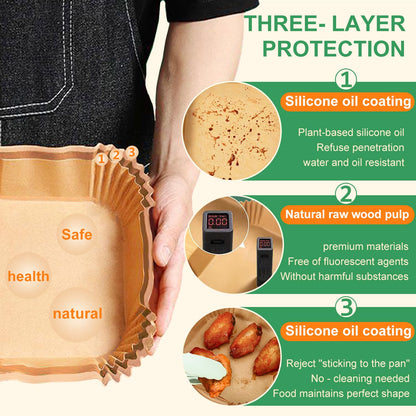 250 Pcs Air Fryer Liners Disposable 8 Inch,Non-Stick Oil-Resistant Air Fryer Paper Liners for 5–8 QT Baskets, Parchment Paper Liners for Air Fryer, Oven, and Microwave Use (Square)