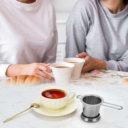 2pcs Tea Infuser, Stainless Steel Tea Strainer Fine Mesh Tea Diffuser with Double Long Handles Loose Leaf Tea Steeper for Mugs Cups Teapots (Silver)