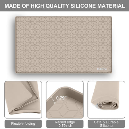 CANIVI Under Sink Mat, 34" x 22" Waterproof Silicone Under Sink Tray for Kitchen & Laundry Cabinets, Kitchen Cabinet Shelf Protector, Up to 3.3 Gallons Liquid, Fits 36 inch Standard Cabinet(Grey)