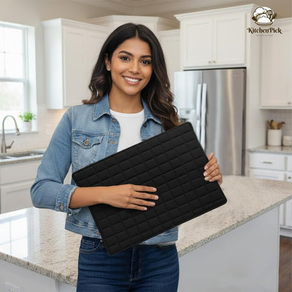 KitchenPick Microfiber Dish Drying Mat 15" x 20", Large Water-Absorbent Dish Drying Mat, Soft Quick-Dry Mat for Sink Dishes, Pots and Pans, Machine Washable Black Dish Drying Matt Kitchen Counter