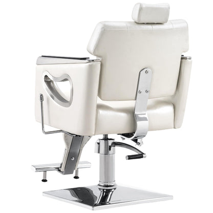 BarberPub Barber Chair Reclining Salon Chair for Hair Stylist, Antique Hair Spa Salon Styling Beauty Equipment 8132(Champagne)