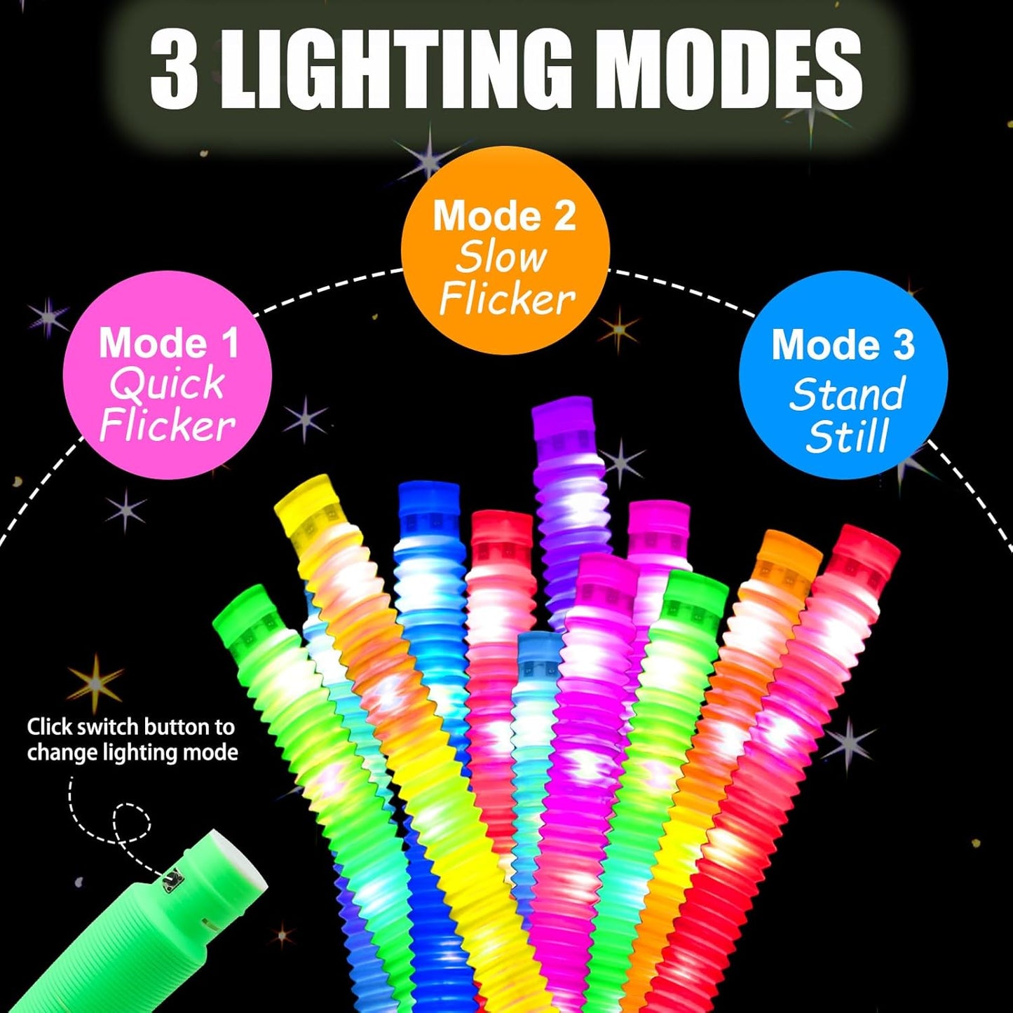UrChoice Glow Sticks - 8PCS LED Pop Tubes for Parties | Glow Necklaces & Bracelets for Camping Fun