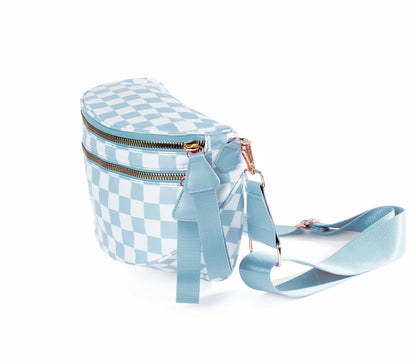 Spacious Checkered Nylon Crossbody Bag Bum Bag Checkered Handbags Wallets for Women