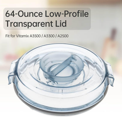 Blender Lid Cover Cap Fit for Vitamix, 64oz Clear Blender Lid Low Profile Container Lid Replace for Vitamix A3500 A3300 A2500 V1200 Venturist Pro Pitchers, Compatible with vitamix Container Jar Cup