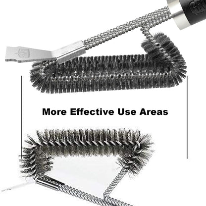 GRILLART Grill Brush and Scraper BBQ Brush for Grill, Safe 18" Stainless Steel Woven Wire 3 in 1 Bristles Grill Cleaning Brush, BR-4516
