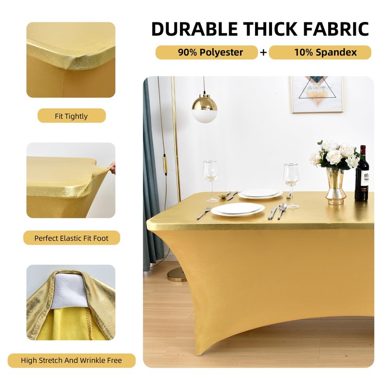 ZarzaaSik 6-Pack 6ft Spandex Table Covers for Rectangle Standard Folding Tables - Wrinkle Resistant Stretch Tablecloths - Ultimate Fitted Table Protector for Parties, Trade Shows, Wedding