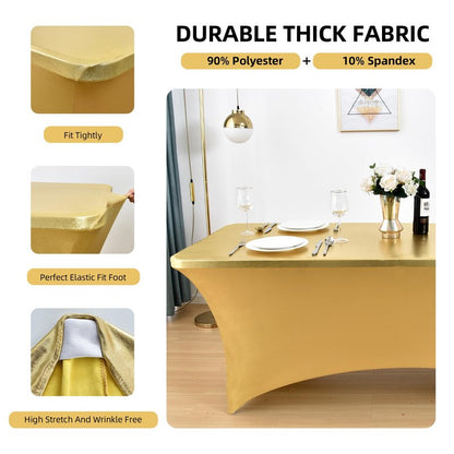 ZarzaaSik 6-Pack 6ft Spandex Table Covers for Rectangle Standard Folding Tables - Wrinkle Resistant Stretch Tablecloths - Ultimate Fitted Table Protector for Parties, Trade Shows, Wedding