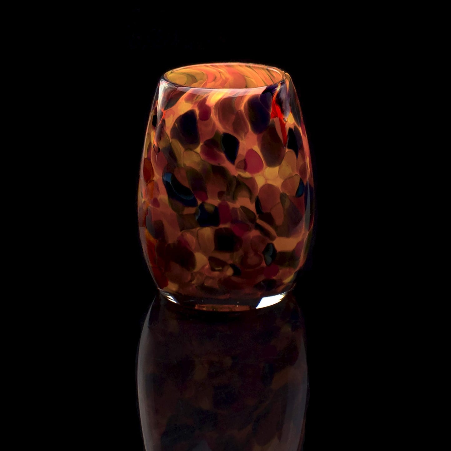 Totally Blown Glassworks Votive Candle Holder, Tea-Light, Handmade Blown Glass, Accent Vase, Centerpiece, Home Decor, Artist Dehanna Jones, Seattle, WA. (Orange MM Halloween Night)